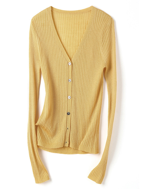 Yellow Wrap Midi Knit Cardigan