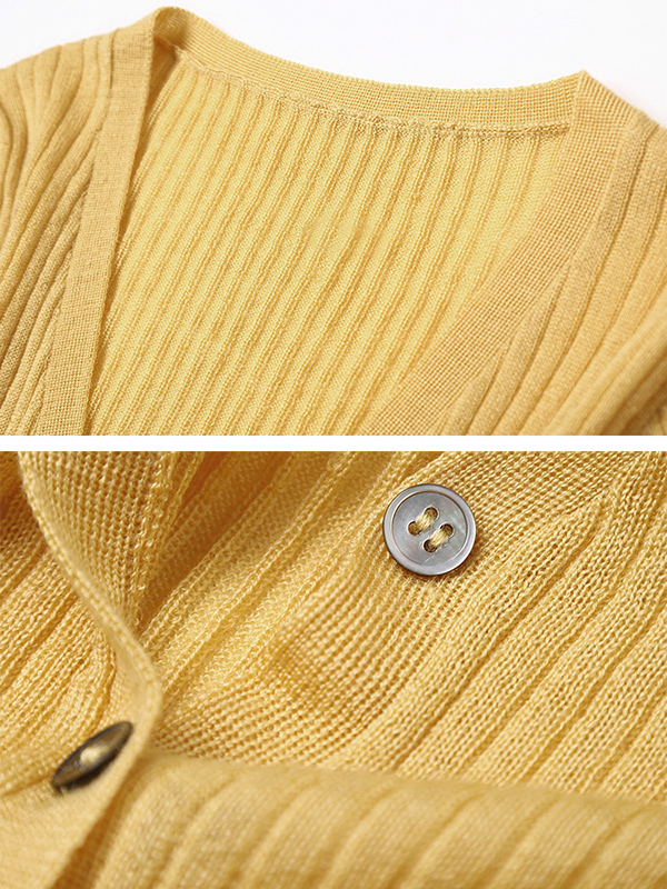 Yellow Wrap Midi Knit Cardigan