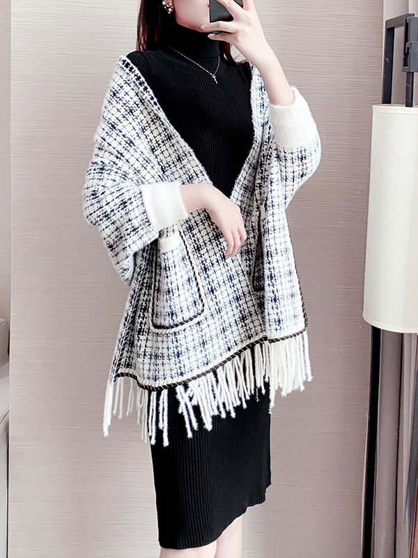 White Mink Fur Shawl Collar Knit Cardigan