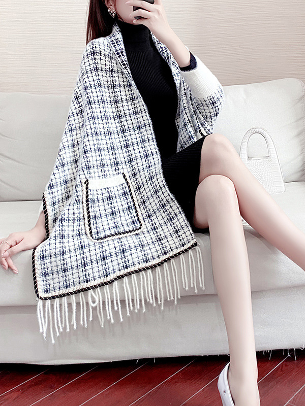 White Mink Fur Shawl Collar Knit Cardigan