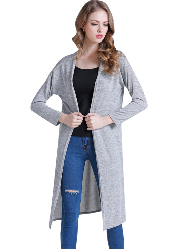 Grey Stitching Design Relaxed Fit Knit Cardigan