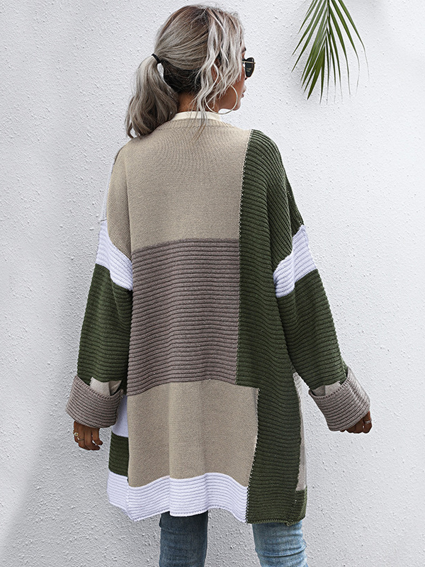 Army Green Oversize Casual Knit Cardigan