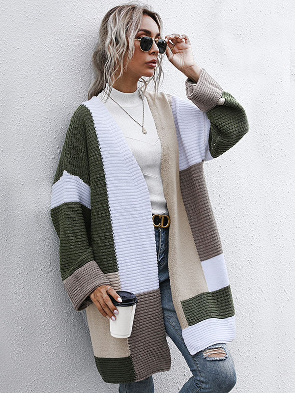 Army Green Oversize Casual Knit Cardigan