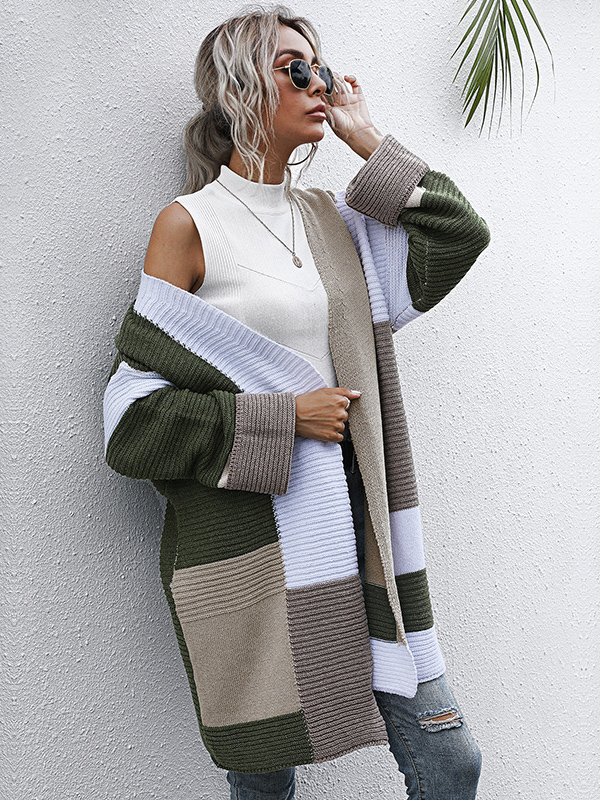 Army Green Oversize Casual Knit Cardigan