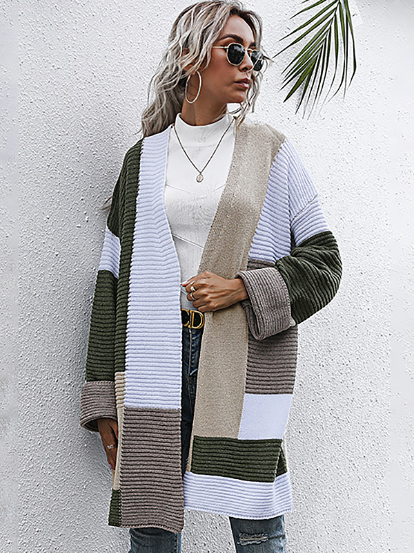 Army Green Oversize Casual Knit Cardigan