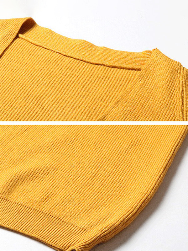 Yellow Modern Oversize Cape Sleeve Knitted Cardigan