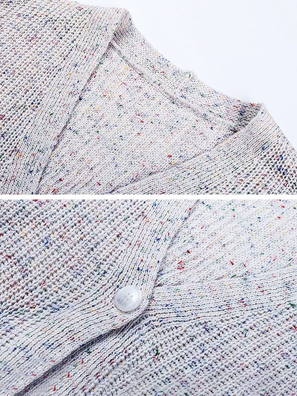 White Oversize Knit Cardigan With Colorful Sequins