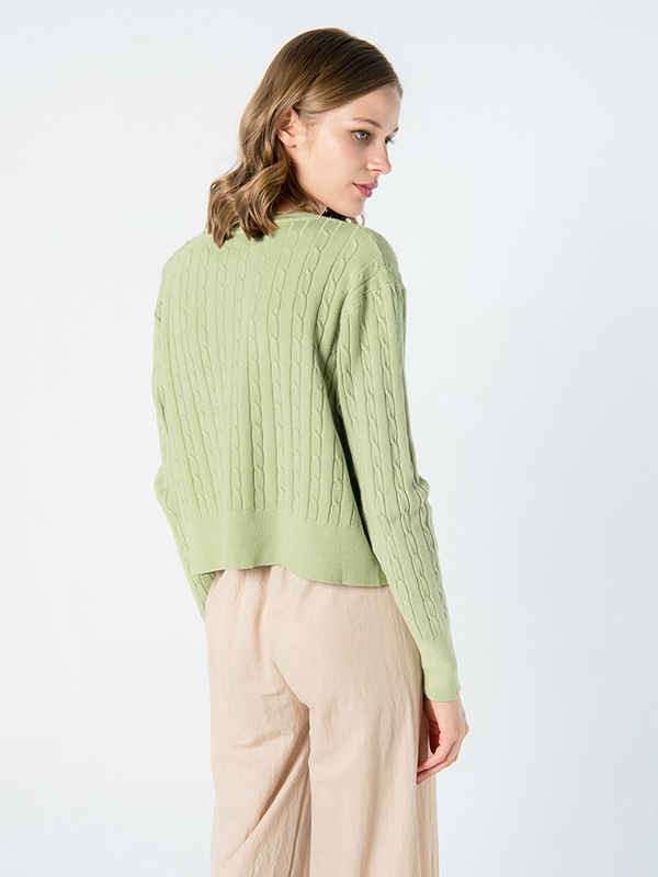 Green Retro Knit Cardigan