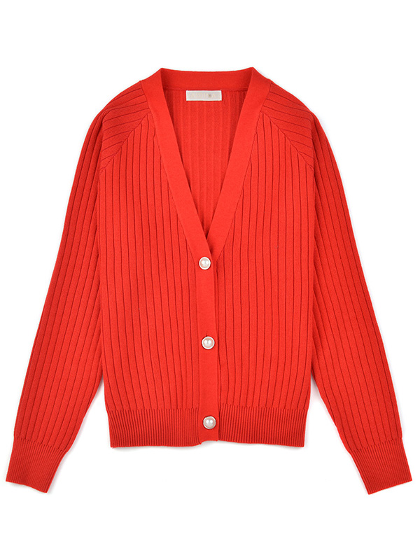 Red Sweet Style Knit Cardigan