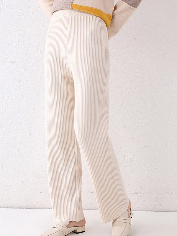 Apricot High-Waist Fine Knit Pants