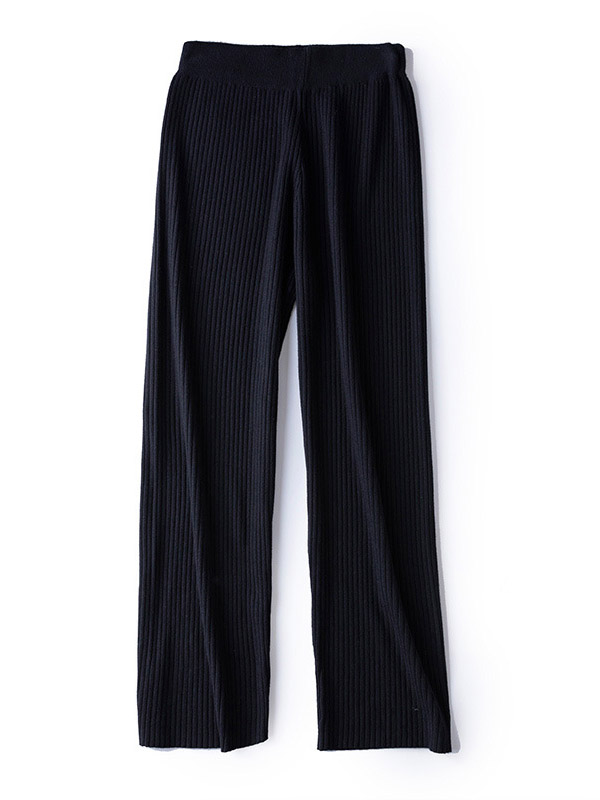 Black High-Waist Fine Knit Pants