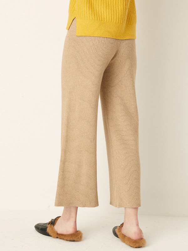 Khaki Belted Knit Pants