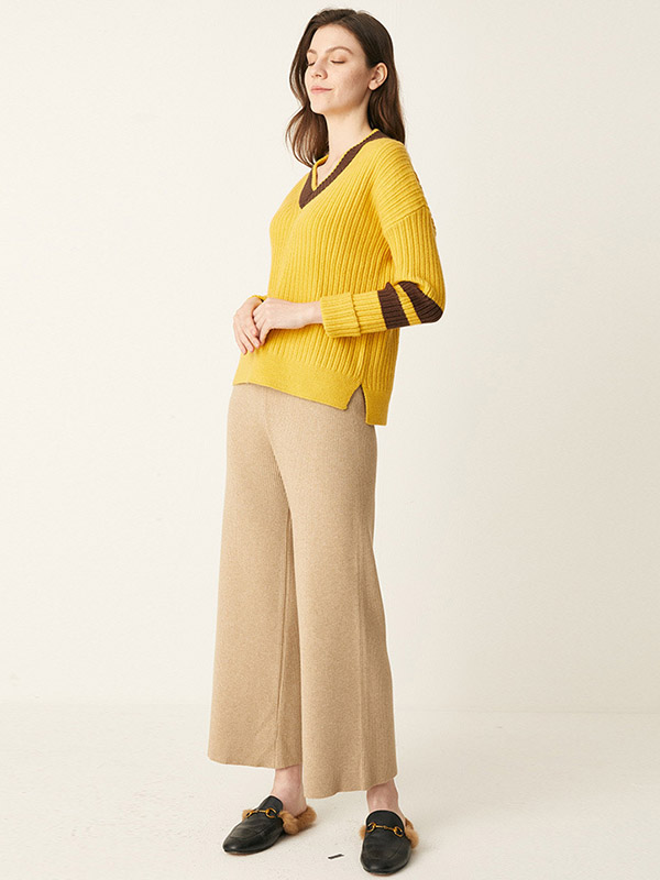 Khaki Belted Knit Pants