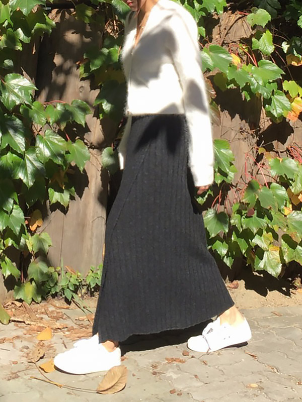 Black Split Knitted Skirts