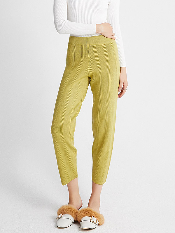 Green Retro Tapered Knit Pants