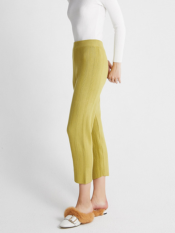 Green Retro Tapered Knit Pants