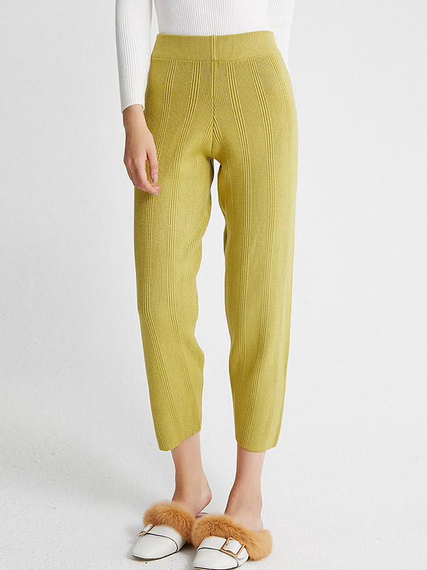 Green Retro Tapered Knit Pants