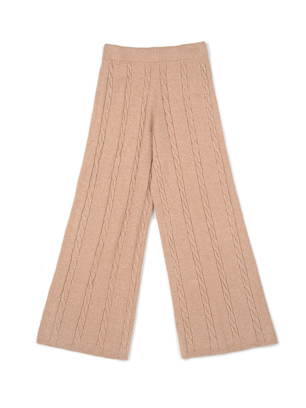 Khaki Ribbed Knit Pants