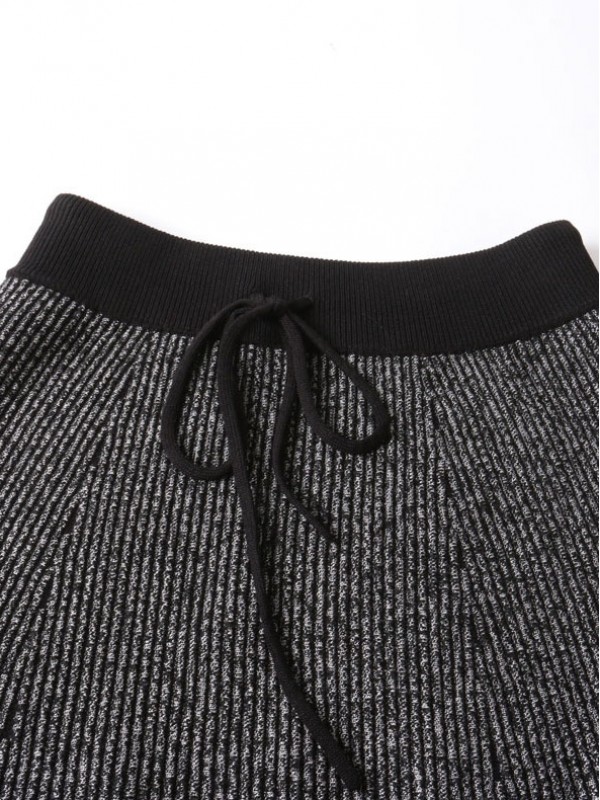 Grey Stripe Texture A-line Knitted Skirts