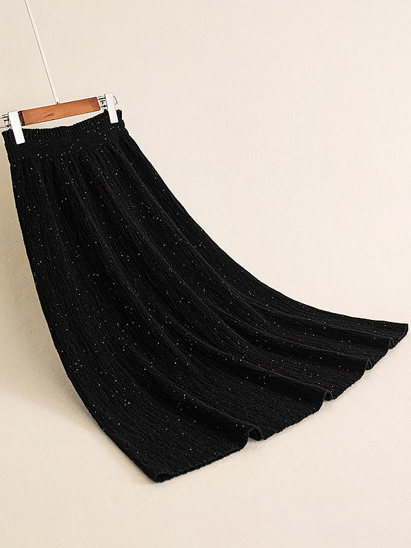 Black Tree Bark Texture Knitted Skirts