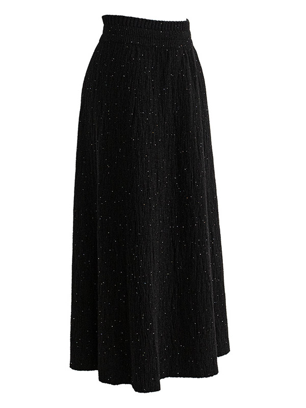 Black Tree Bark Texture Knitted Skirts