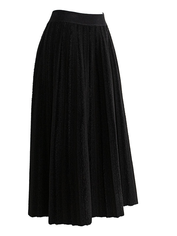 Black Flocking Maxi Knitted Skirts