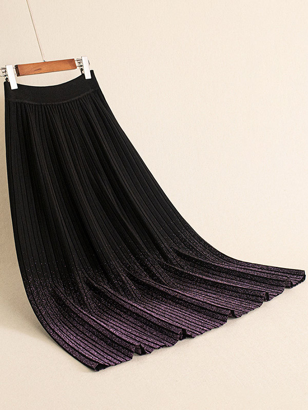 Purple Gradient Starry Knitted Skirts