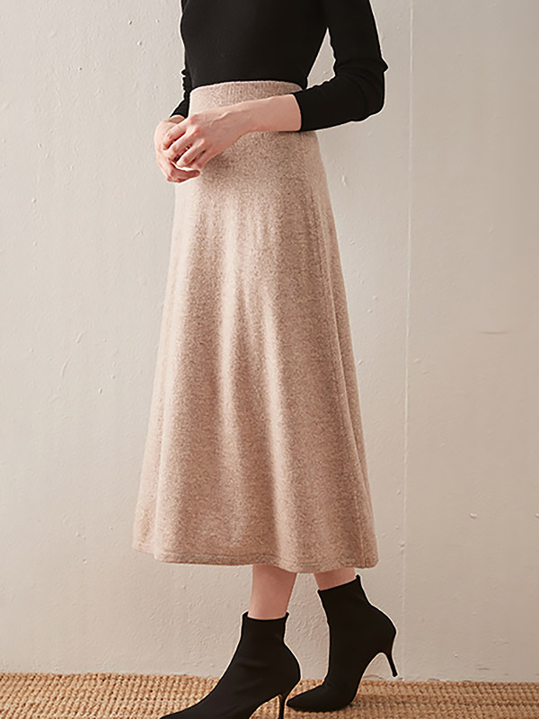 Pink Soft Cashmere Maxi Knitted Skirts 