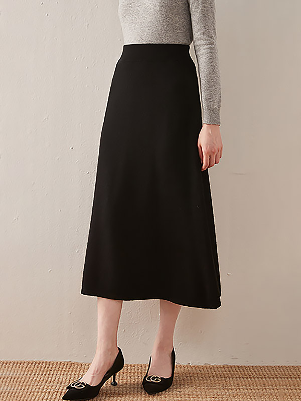 Black Soft Cashmere Maxi Knitted Skirts