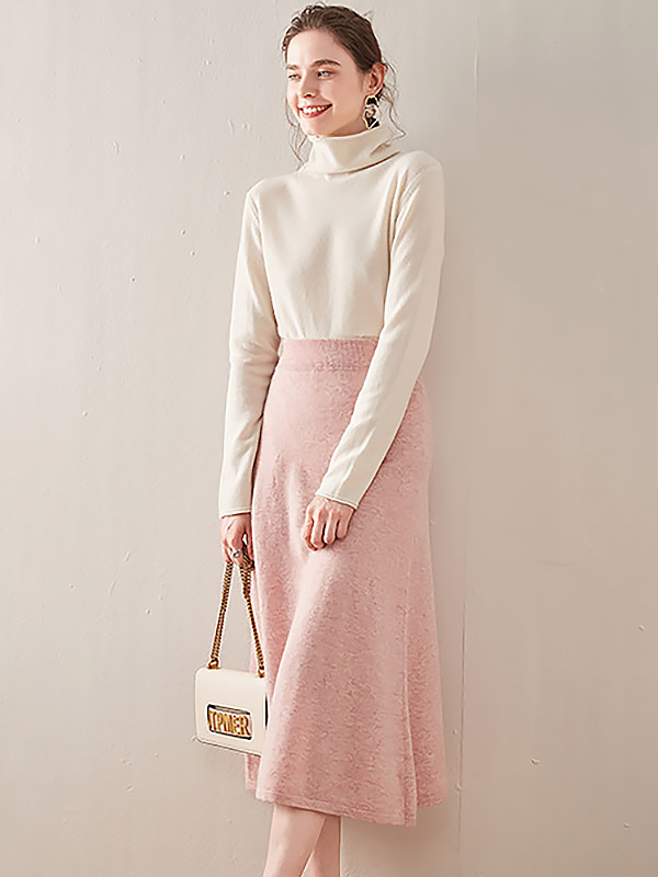 Camel Soft Cashmere Maxi Knitted Skirts 