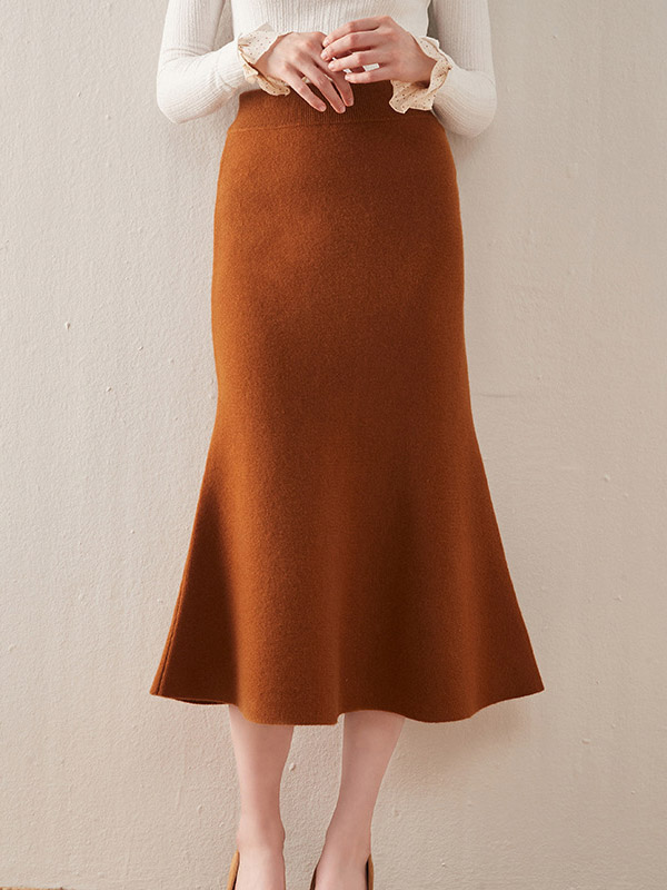 Khaki Modern Mermaid Knitted Skirts