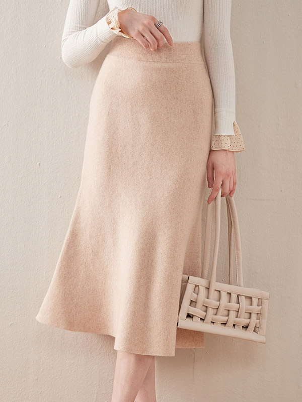 Apricot Modern Mermaid Knitted Skirts