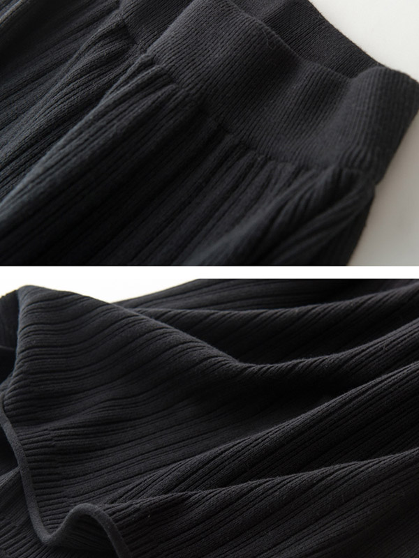 Black Skin-friendly Loose Knit Skirts