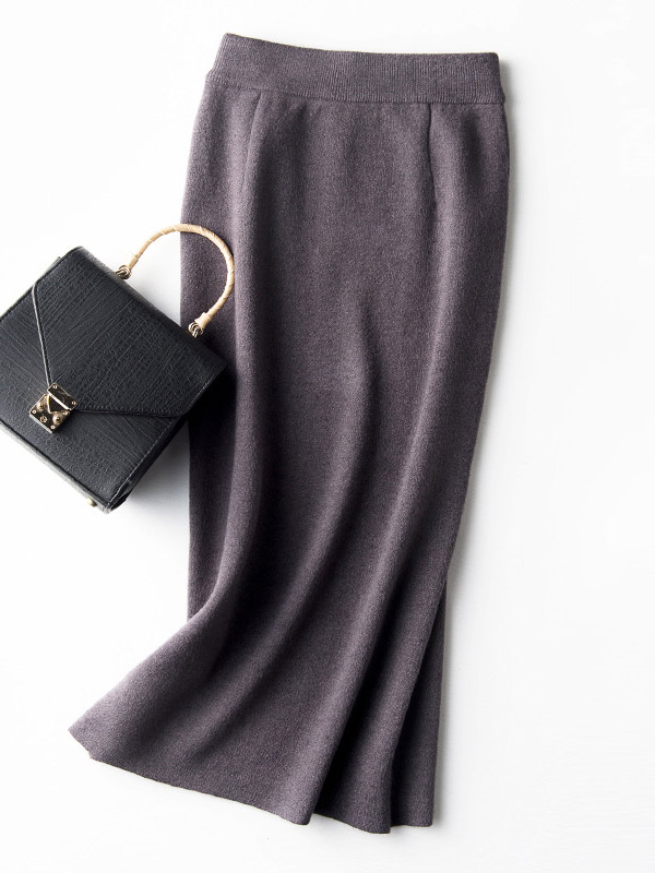 Dark Grey Elegant One-step Maxi Knitted Pencil Skirts