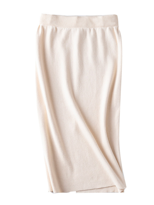 Apricot Midi Knitted Wrap Skirts With Back Split