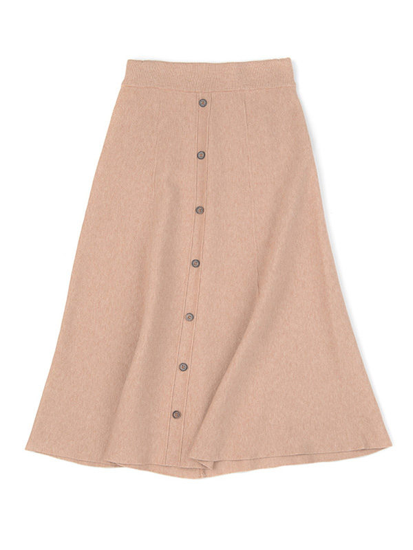 Khaki Pleated A-line Maxi Knit Skirts