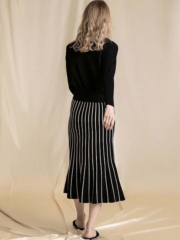 Black Temperamental Mermaid Knit Skirts