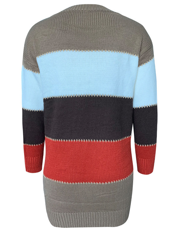 Red Stripe Oversized Sweater Dress in Color Block