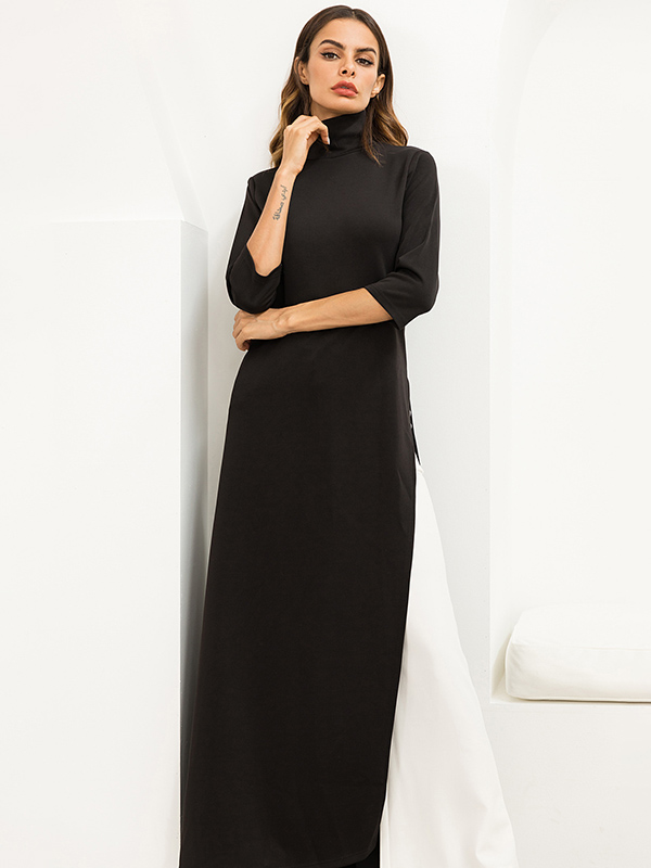 Black High Neck Knitted Maxi Dress