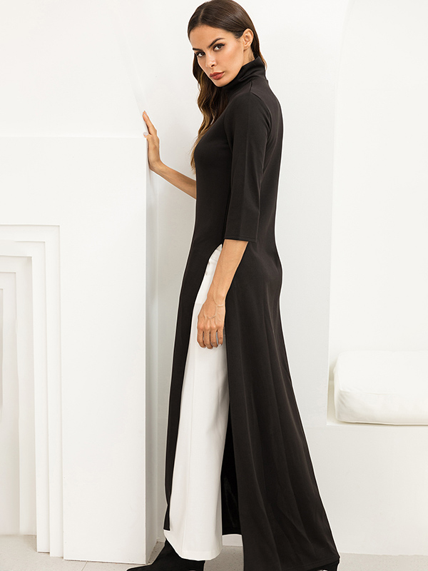 Black High Neck Knitted Maxi Dress