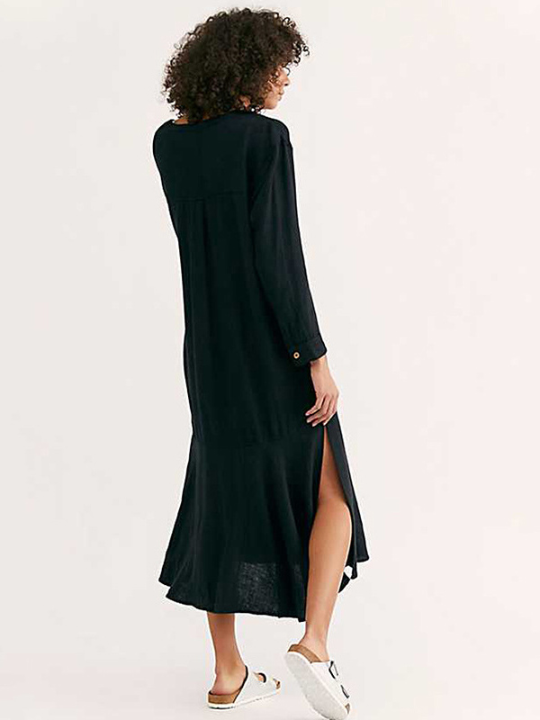 Black Single-Breasted Maxi Cardigan