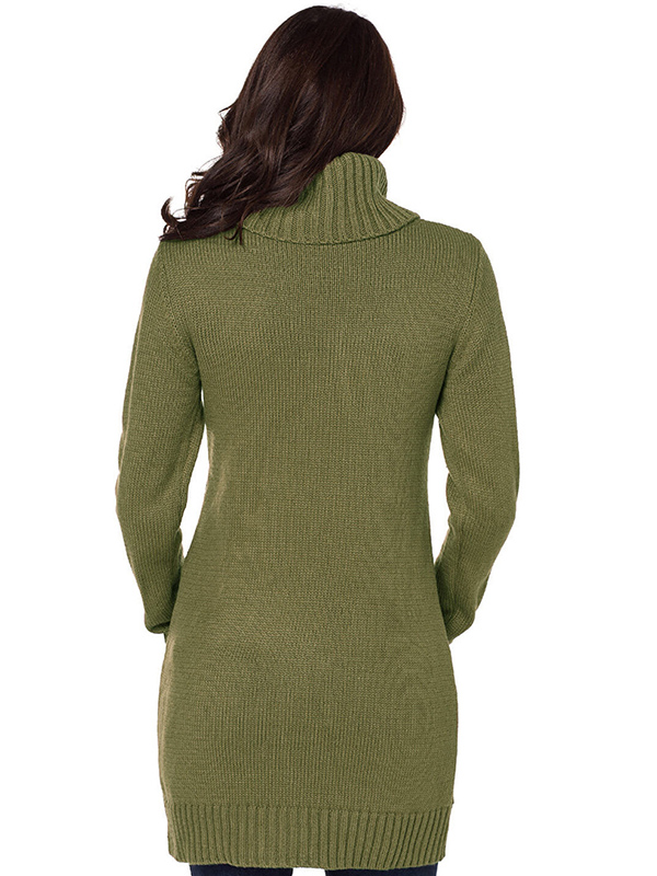 Green Roll Neck Chunky Knitted Dress