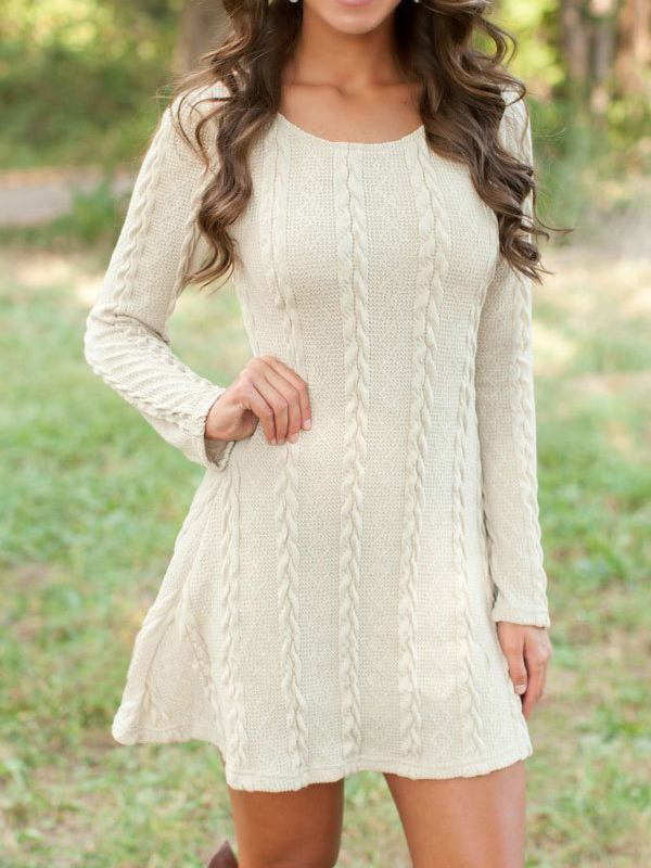 White Knitted Skater Dress