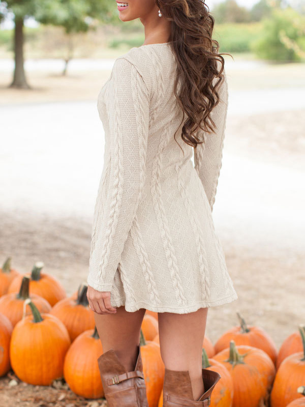 White Knitted Skater Dress