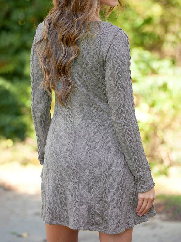 Grey Knitted Skater Dress