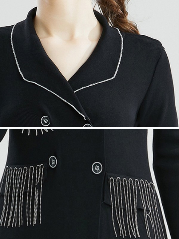 Black Knit Suit Blazer Dress