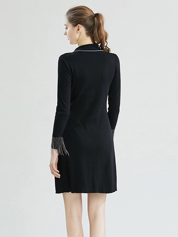 Black Knit Suit Blazer Dress