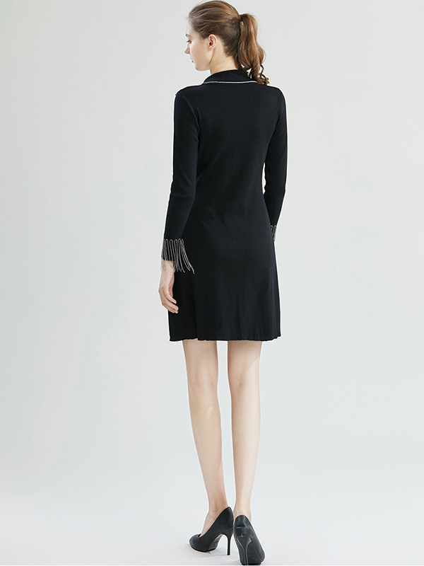 Black Knit Suit Blazer Dress