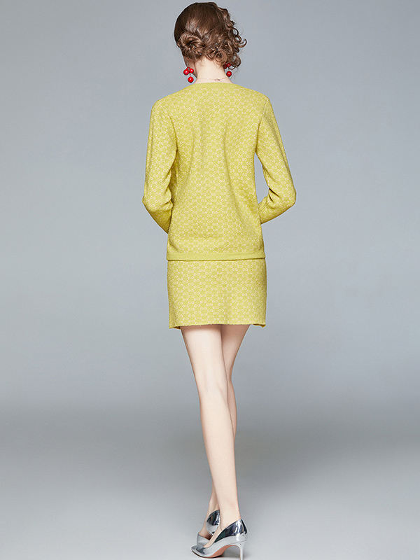 Green Knit Cardigan with Pencil Skirt