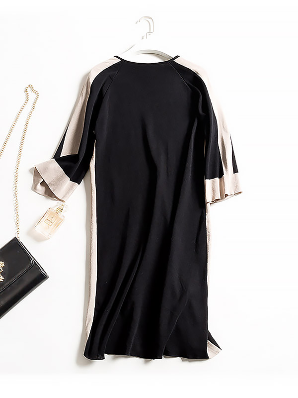 Black Color Block Knit Shift Dress